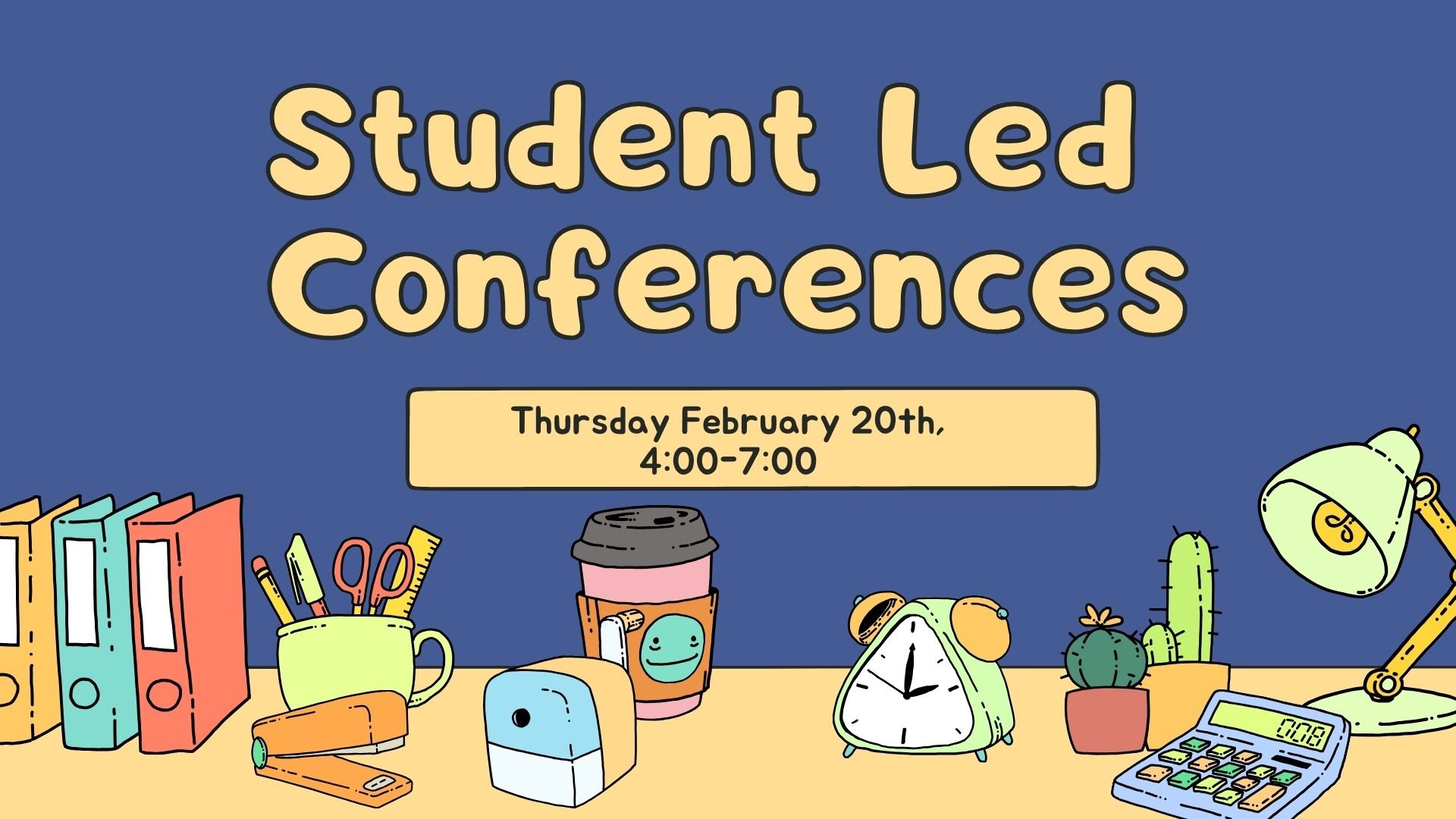 Parent Teacher Conference Educational Presentation in Blue and Yellow Fun and Colorful Style