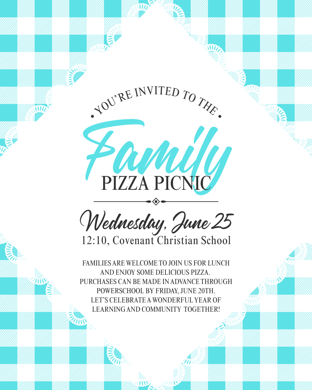 Red Plaid Illustrated Summer Picnic in Park Announcement Promo Instagram Post