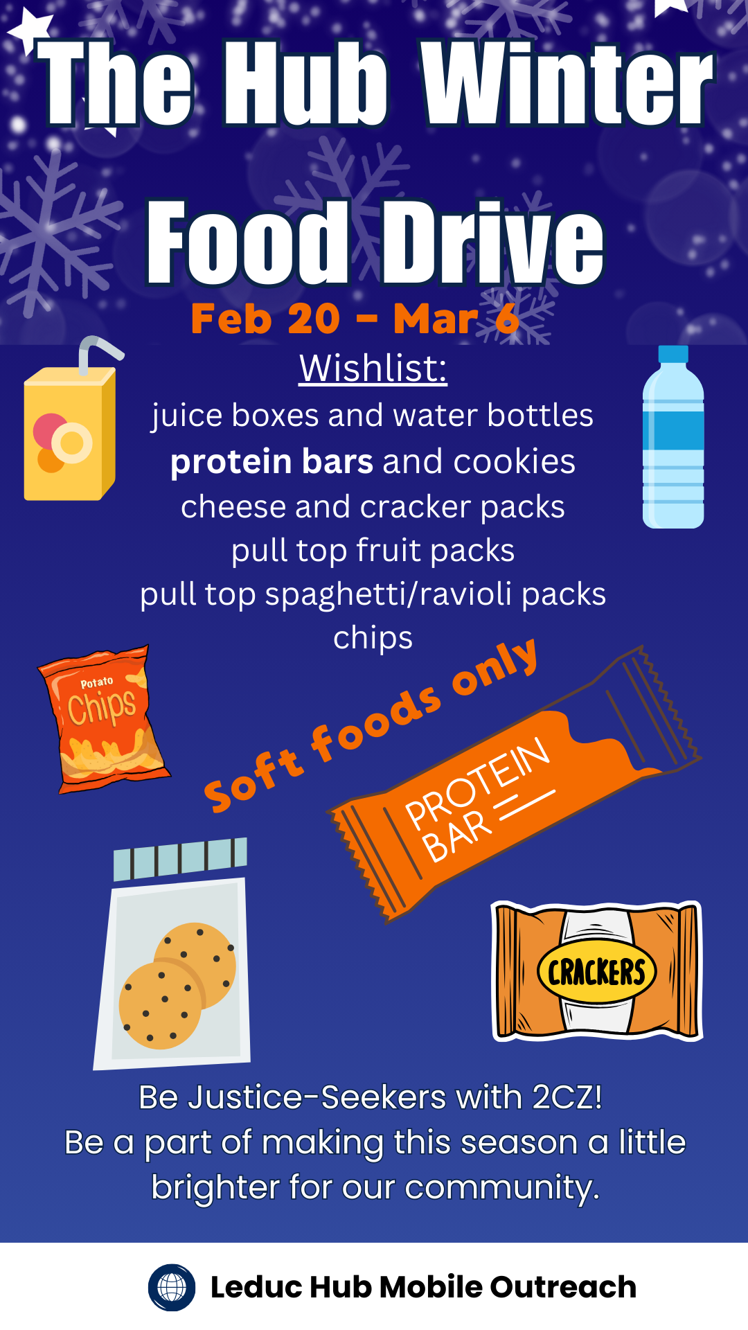 Blue and White Illustrative Winter Food Drive Instagram Story