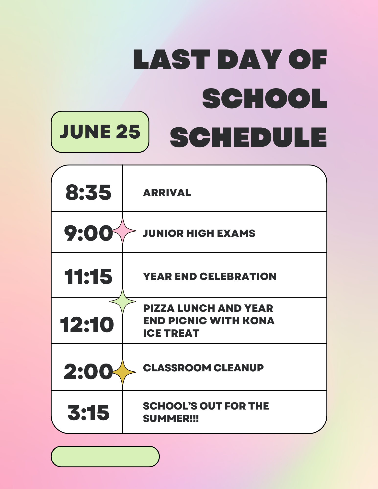 Colorful Modern Event Schedule Flyer